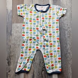 Magnificent Baby 6 Months fish + anchor theme onesie Magnet Snaps